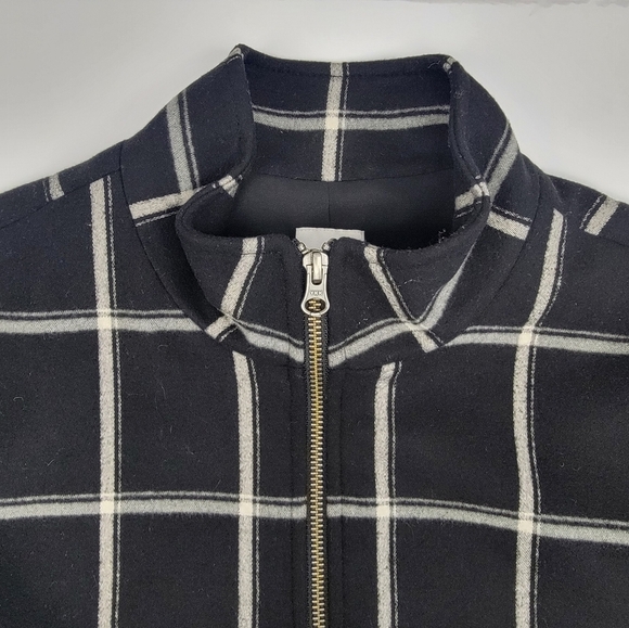 J. Jill Black Cream Windowpane Print Fill Zip Front Jacket Lined Size Small - Picture 4 of 13